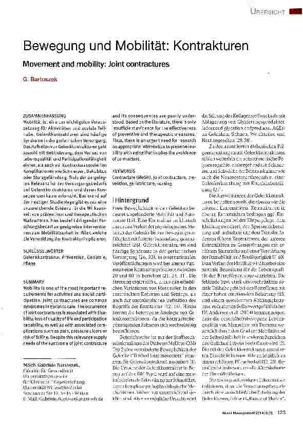 Vorschauseite 1: Bewegung und Mobilität: Kontrakturen