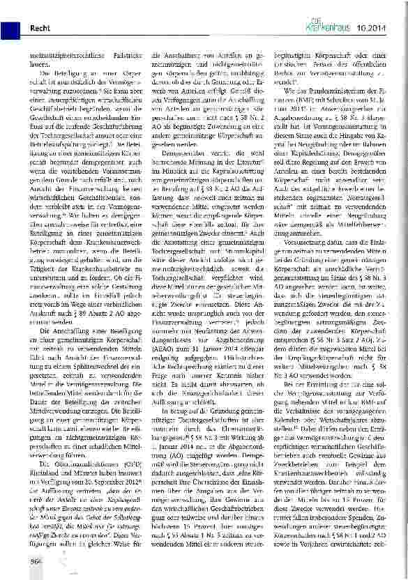 Vorschauseite 2: Gemeinnützigkeitsrechtliche Aspekte bei der Anschaffung von Beteiligungen an gemeinnützigen Körperschaften durch gemeinnützige Krankenhausträger nach In-krafttreten des Ehrenamtss…