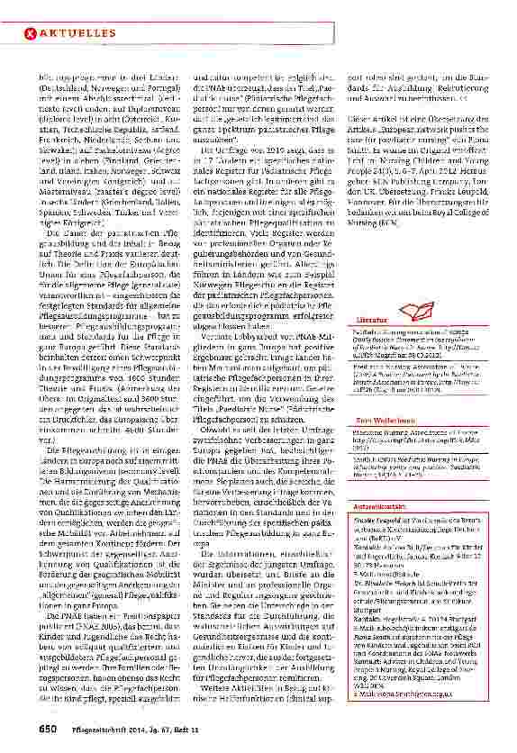 Vorschauseite 3: Die pädiatrische Pflege voranbringen