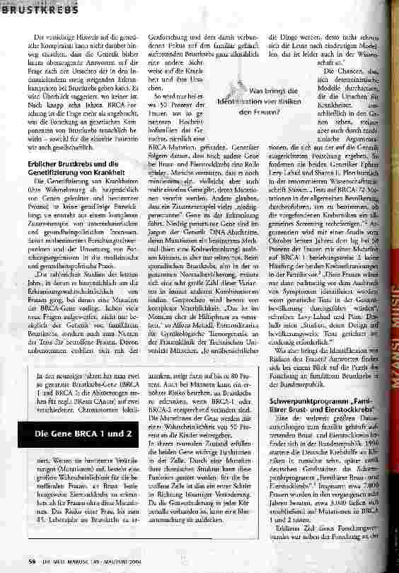 Vorschauseite 2: Brust? Krebs? Gen?