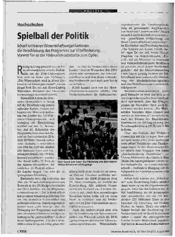 Vorschauseite 1: Spielball der Politik