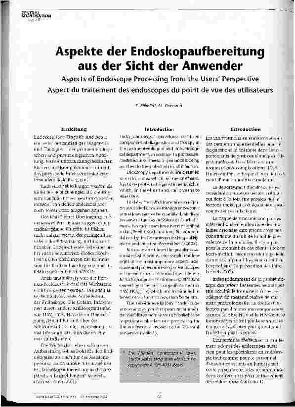 Vorschauseite 1: Aspekte der Endoskopaufbereitung aus der Sicht der Anwender