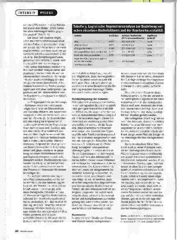 Vorschauseite 3: Nosokomiale HarnwegsinfektionenHÄUFIGKEIT, RISIKOFAKTOREN UND ERREGERSPEKTRUM BEI INTENSIVPATIENTEN