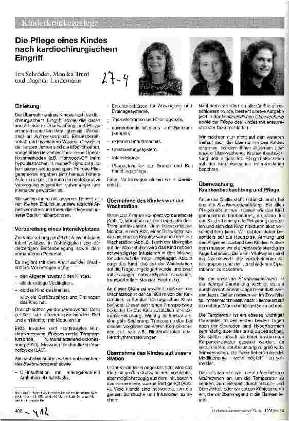 Vorschauseite 1: Die Pflege eines Kindes nach kardiochirurgischem Eingriff