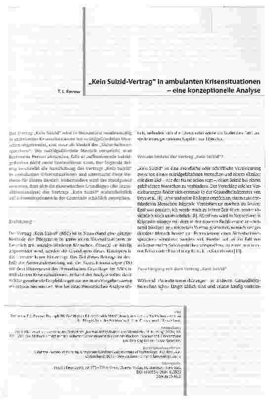 Vorschauseite 1: Kein Suizid-Vertrag in ambulanten Krisensituationeneine konzeptionelle Analyse