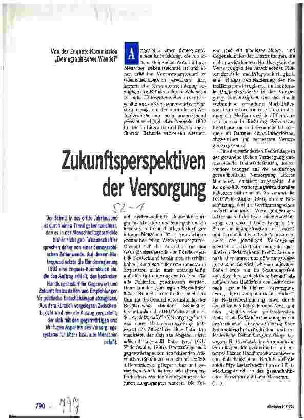 Vorschauseite 1: Zukunftsperspektiven der Versorgung