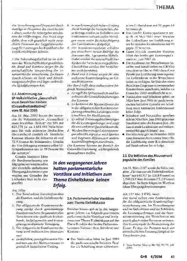 Vorschauseite 4: Einheitskasse: Und der Schweizer Souverän sagt wieder nein