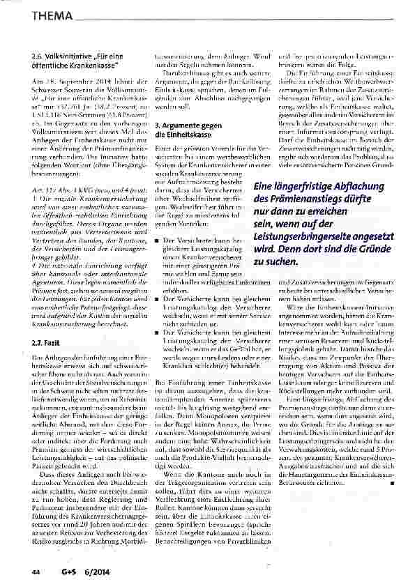 Vorschauseite 5: Einheitskasse: Und der Schweizer Souverän sagt wieder nein