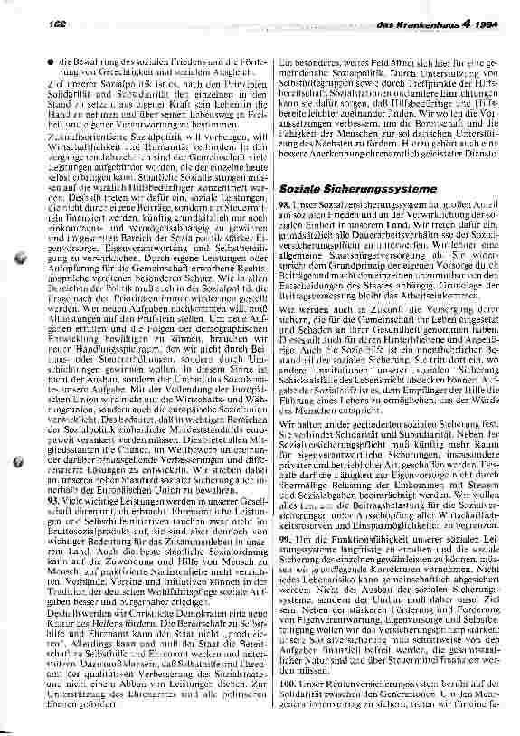 Vorschauseite 2: Neues Grundsatzprogramm der CDU: Umbau der sozialen Sicherungssysteme Förderung der Eigenverantwortung, Eigenvorsorge und Selbstbeteiligung