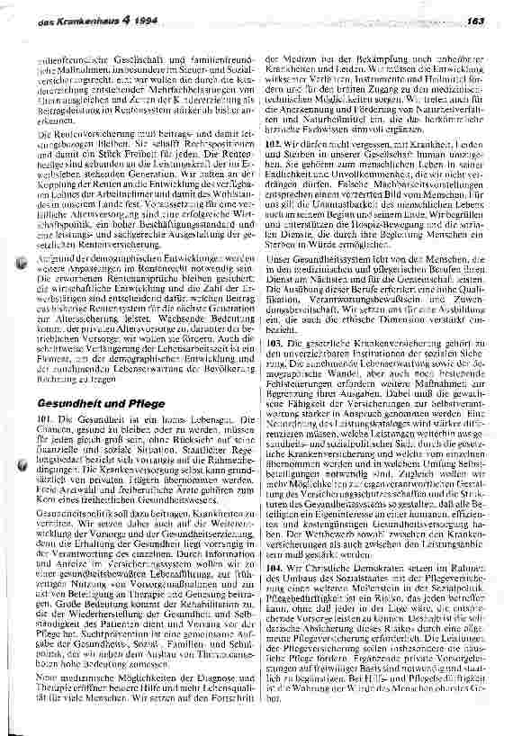 Vorschauseite 3: Neues Grundsatzprogramm der CDU: Umbau der sozialen Sicherungssysteme Förderung der Eigenverantwortung, Eigenvorsorge und Selbstbeteiligung