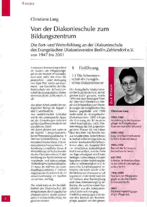 Vorschauseite 1: Von der Diakonieschule zum Bildungszentrum