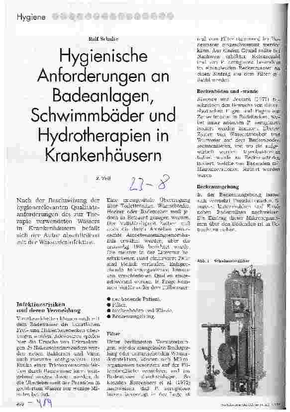 Vorschauseite 1: Hygienische Anforderungen an Badeanlagen, Schwimmbäder und Hydrotherapien in Krankenhäusern