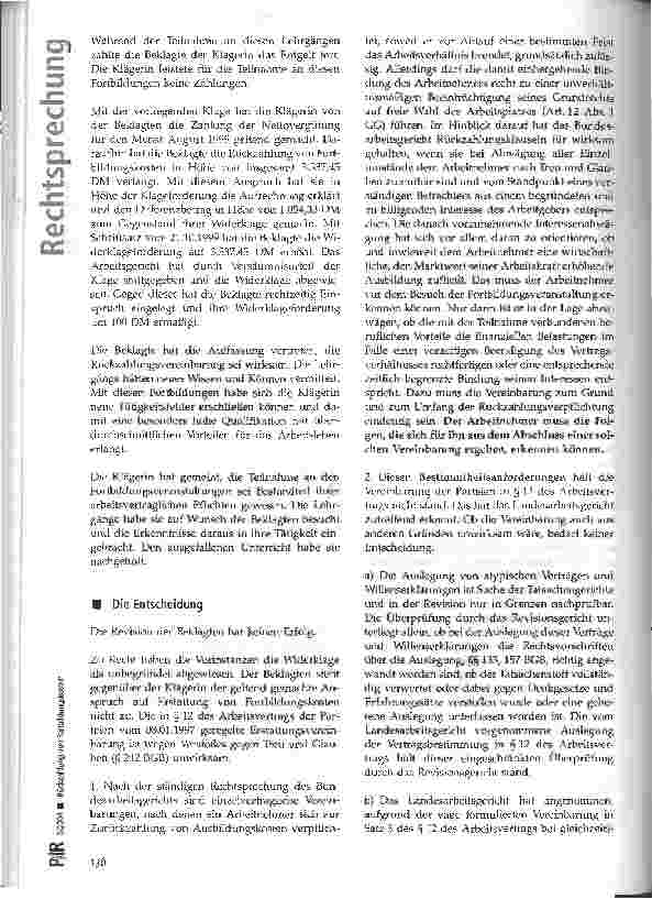 Vorschauseite 2: Rückzahlung von Fortbildungkosten BAG, Urteil vom 21.11.2002