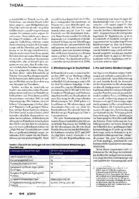 Vorschauseite 2: Evidenz von Volume-Outcome-Beziehungen und Mindestmengen: Diskussion in der aktuellen Literatur