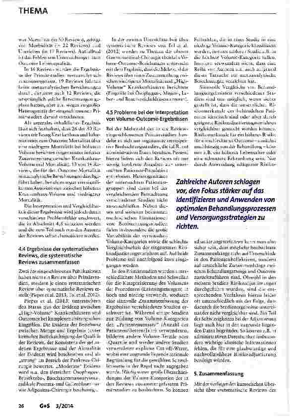 Vorschauseite 4: Evidenz von Volume-Outcome-Beziehungen und Mindestmengen: Diskussion in der aktuellen Literatur