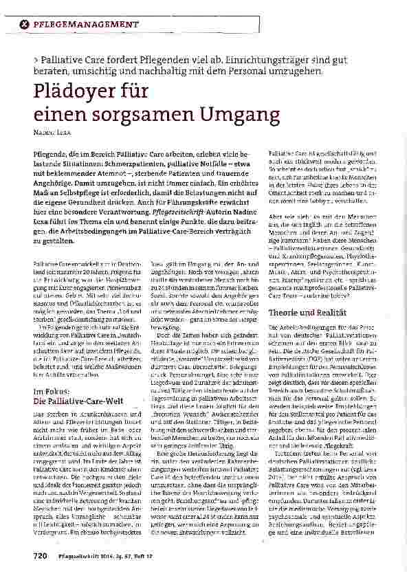 Vorschauseite 1: Plädoyer für einen sorgsamen Umgang