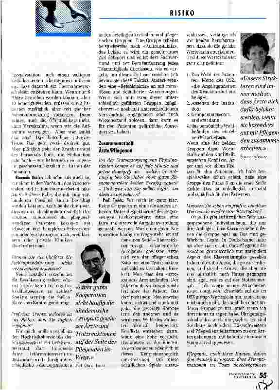Vorschauseite 2: Gleiche Werteskala fördert gute Zusammenarbeit Interview m. PDL und Arzt, Diskussion über risikoreiche Schnittstellen zw. Medizin und Pflege
