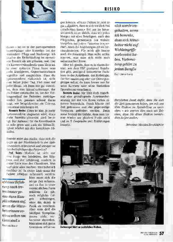 Vorschauseite 4: Gleiche Werteskala fördert gute Zusammenarbeit Interview m. PDL und Arzt, Diskussion über risikoreiche Schnittstellen zw. Medizin und Pflege
