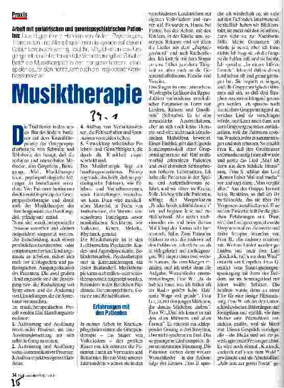 Vorschauseite 1: Musiktherapie Arbeit mit geriatrischen und gerontopsychiatrischen Patienten