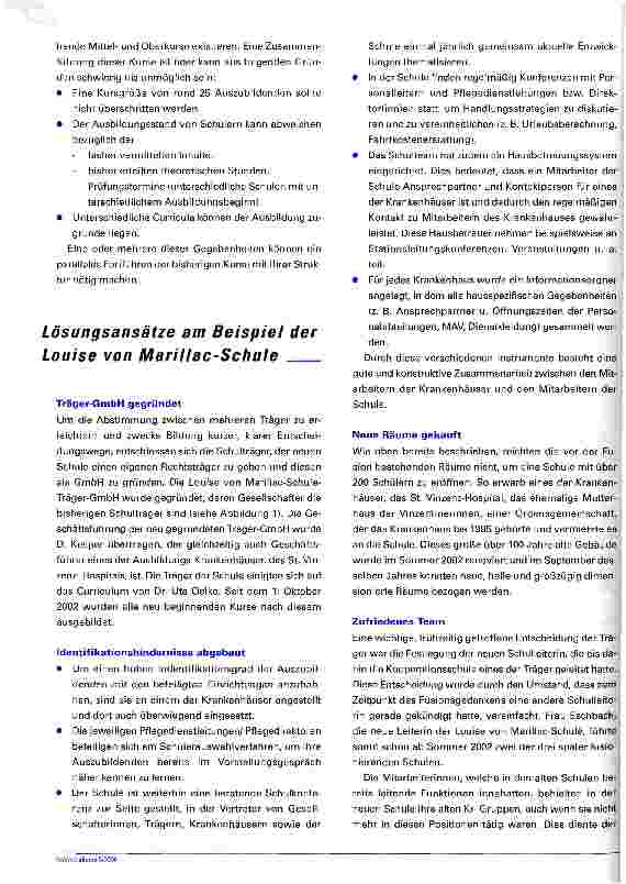 Vorschauseite 3: Fusion von Krankenpflegeschulen Problemaufzeichnung bei Veränderungen der Organisationsstruktur