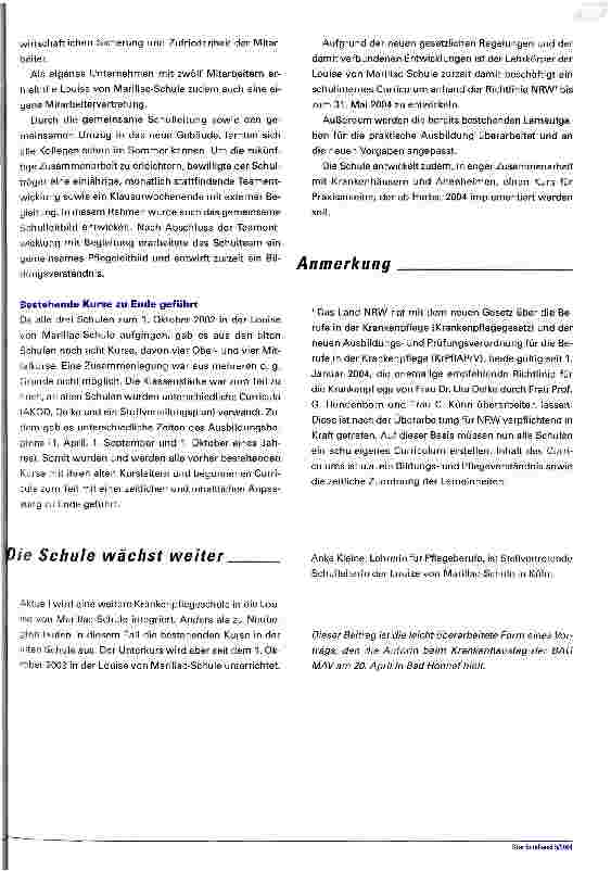 Vorschauseite 4: Fusion von Krankenpflegeschulen Problemaufzeichnung bei Veränderungen der Organisationsstruktur