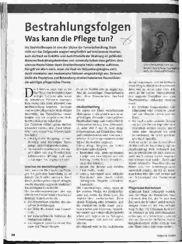 Vorschauseite 1: Bestrahlungsfolgen Was kann die Pflege tun?