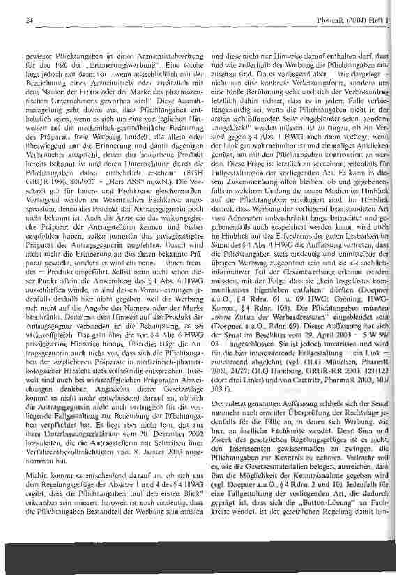 Vorschauseite 2: Die Wiedergabe der Pflichtangaben in Form eines Links (Button), der dem Anwender keine weiteren Schritte abverlangt, genügt den Anforderungen des § 4 HWG Kammergericht Berlin, Urt…