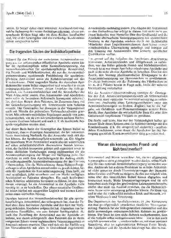Vorschauseite 2: Auswirkungen von Filialbesitz und Versandhandel auf das Apothekenwesen