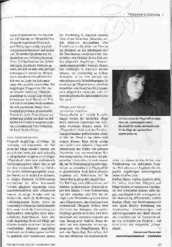 Vorschauseite 4: Feigenblatt PflegeurlaubUm Pflege und Beruf vereinbaren zu können, werden vor allem flexiblere Leistungsangebote gebraucht.