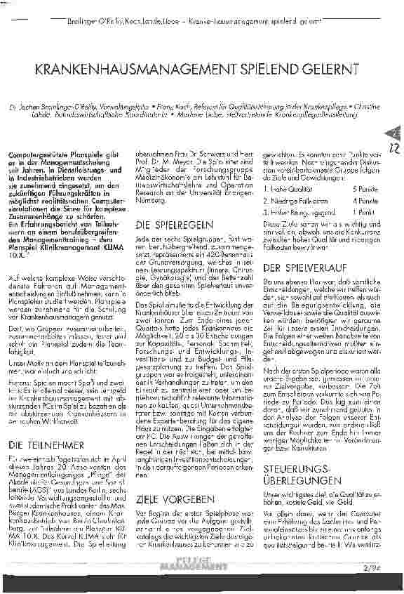 Vorschauseite 1: Krankenhausmanagement spielend gelernt