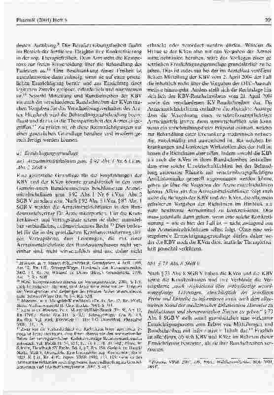 Vorschauseite 3: Empfehlungen Kassenärztlicher Vereinigungen im Spannungsfeld zwischen Wirtschaftlichkeitsgebot und Therapiefreiheit des Vertragsarztes