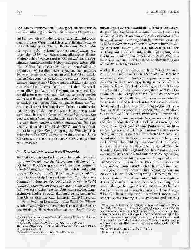 Vorschauseite 6: Empfehlungen Kassenärztlicher Vereinigungen im Spannungsfeld zwischen Wirtschaftlichkeitsgebot und Therapiefreiheit des Vertragsarztes