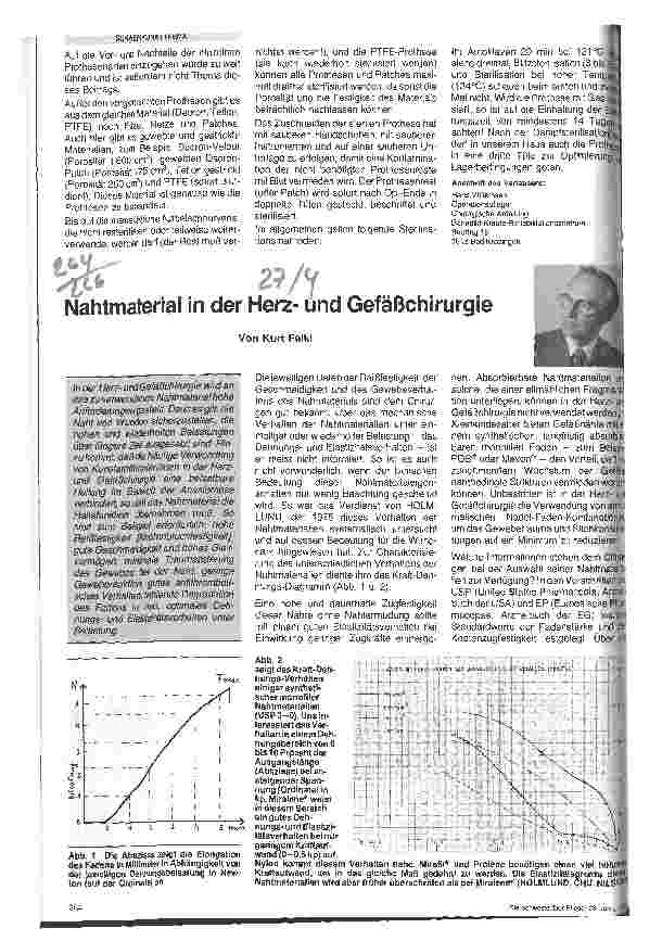 Vorschauseite 1: Nahtmaterial in der Herzund Gefäßklinik