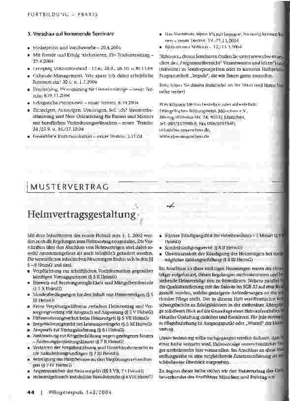 Vorschauseite 1: Heimvertragsgestaltung