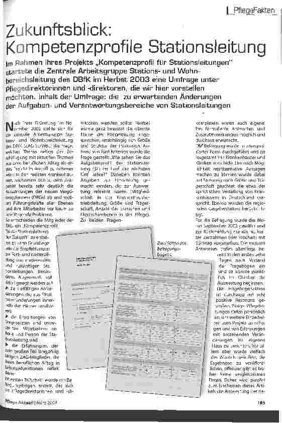 Vorschauseite 1: Zukunftsblick: Kompetenzprofile Stationsleitung
