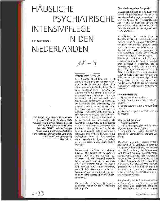 Vorschauseite 1: Häusliche psychiatrische Intensivpflege in den Niederlanden