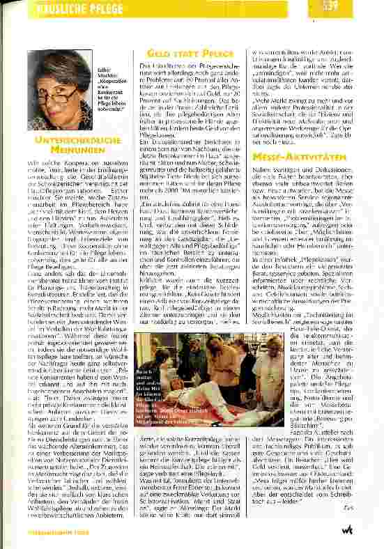 Vorschauseite 2: Krankenbetreuung demnächst per Bildschirm? Der Markt expandiert, aber in der häuslichen Pflege häufen sich die Probleme