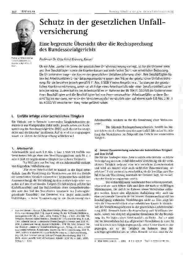 Vorschauseite 1: Schutz in der gesetzlichen Unfallversicherung