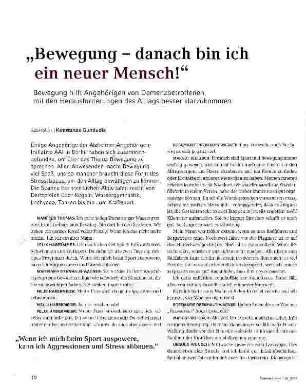 Vorschauseite 1: „Bewegung - danach bin ich ein neuer Mensch!