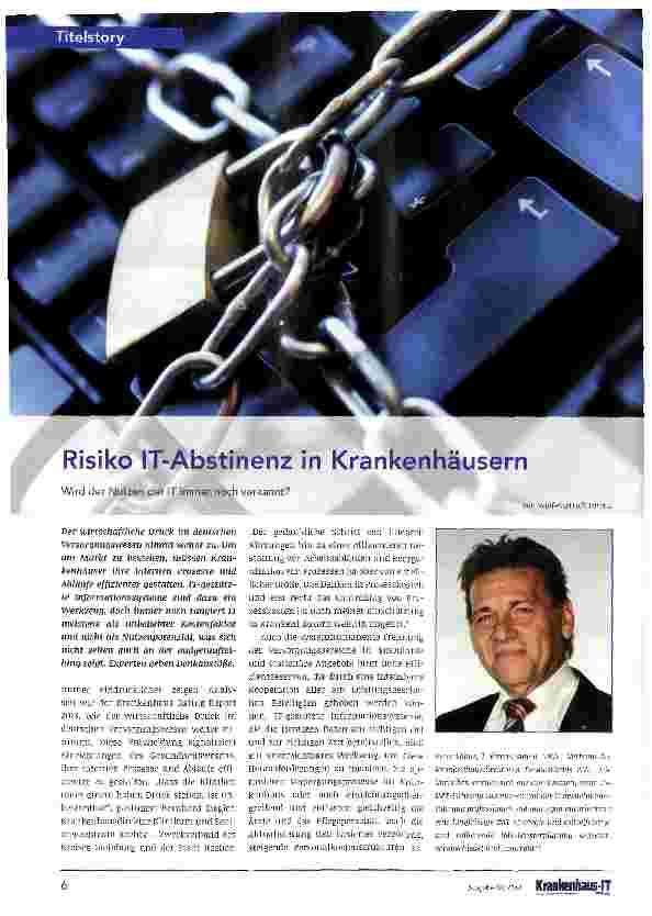 Vorschauseite 1: Risiko IT-Abstinenz in Krankenhäusern
