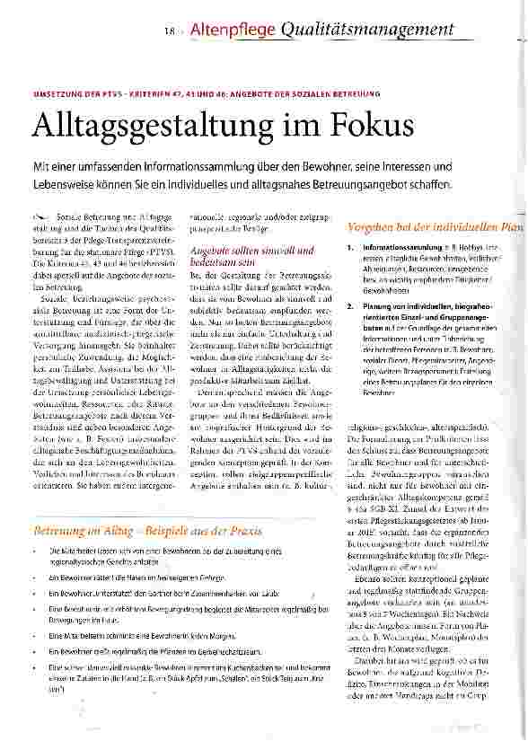 Vorschauseite 1: Alltagsgestaltung im Fokus