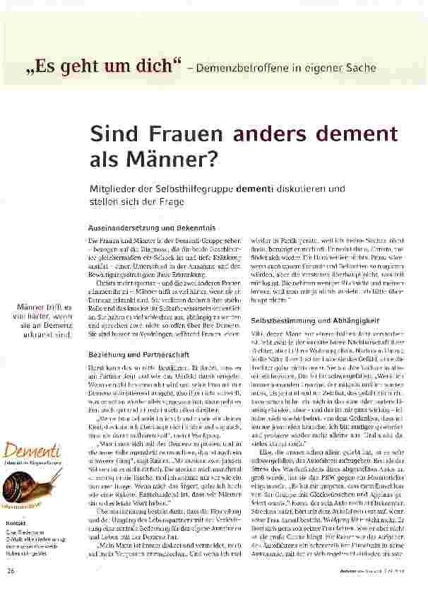 Vorschauseite 1: Sind Frauen anders dement als Männer?
