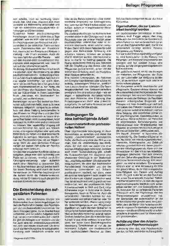 Vorschauseite 2: Psychosoziale Unterstützung im Akutkrankenhaus Zwischen Anschlußheilbehandlung und Psychotherapie