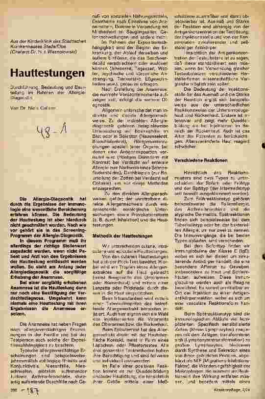 Vorschauseite 1: Hauttestungen