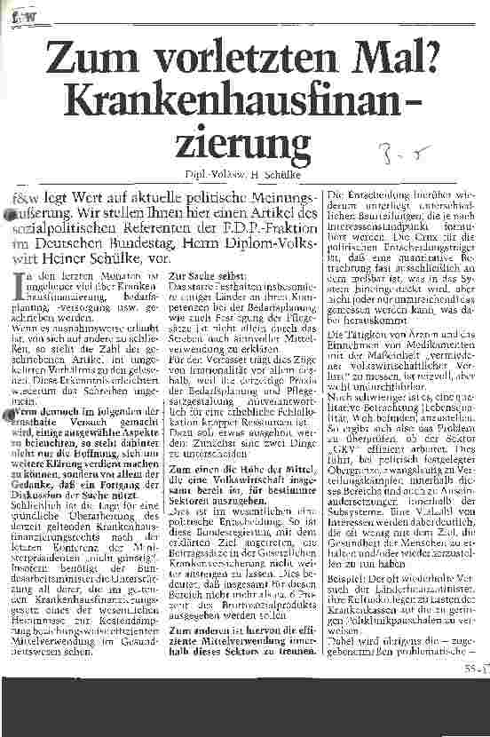 Vorschauseite 1: Zum vorletzen Mal? Krankenhausfinanzierung