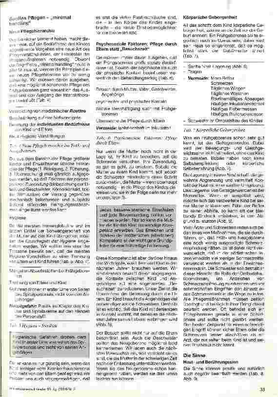 Vorschauseite 4: Die sanfte Pflege des Frühgeborenen - ein neuer Weg