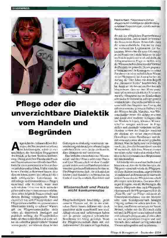 Vorschauseite 1: Pflege oder die unverzichtbare Dialektik vom Handeln und Begründen