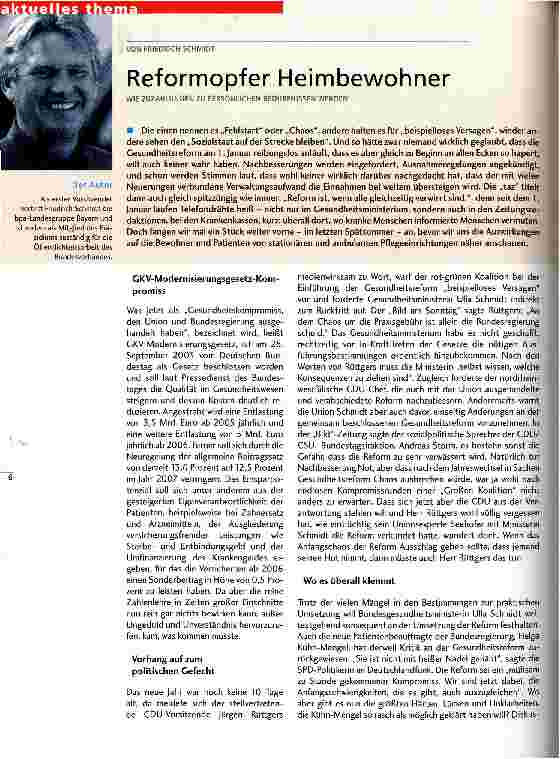 Vorschauseite 1: Reformopfer Heimbewohner Wie Zuzahlungen zu persönlichen Bedürfnissen werden