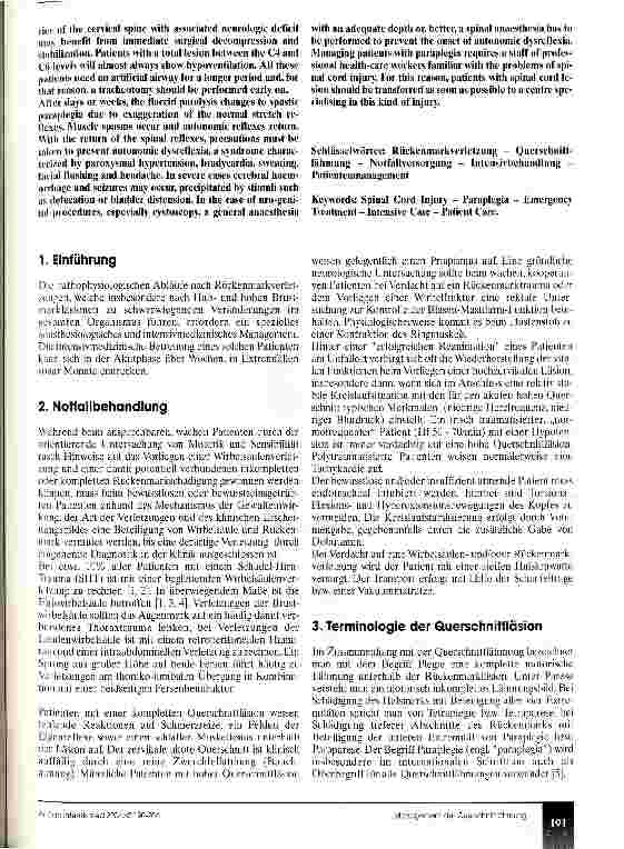Vorschauseite 2: Management bei Querschnittlähmung (CME 4/04)
