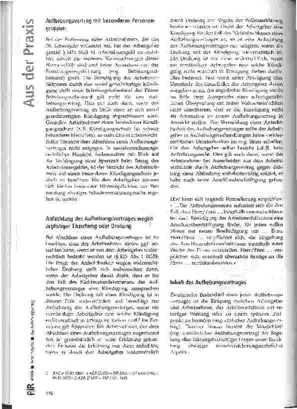 Vorschauseite 2: Der Aufhebungsvertrag Unter Berücksichtigung arbeits-, sozialversicherungsund steuerrechtlicher Aspekte